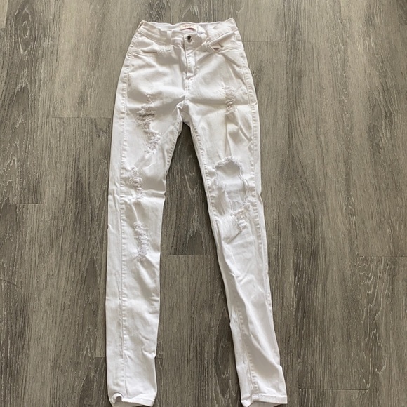 Vibrant Denim - White ripped skinny jeans